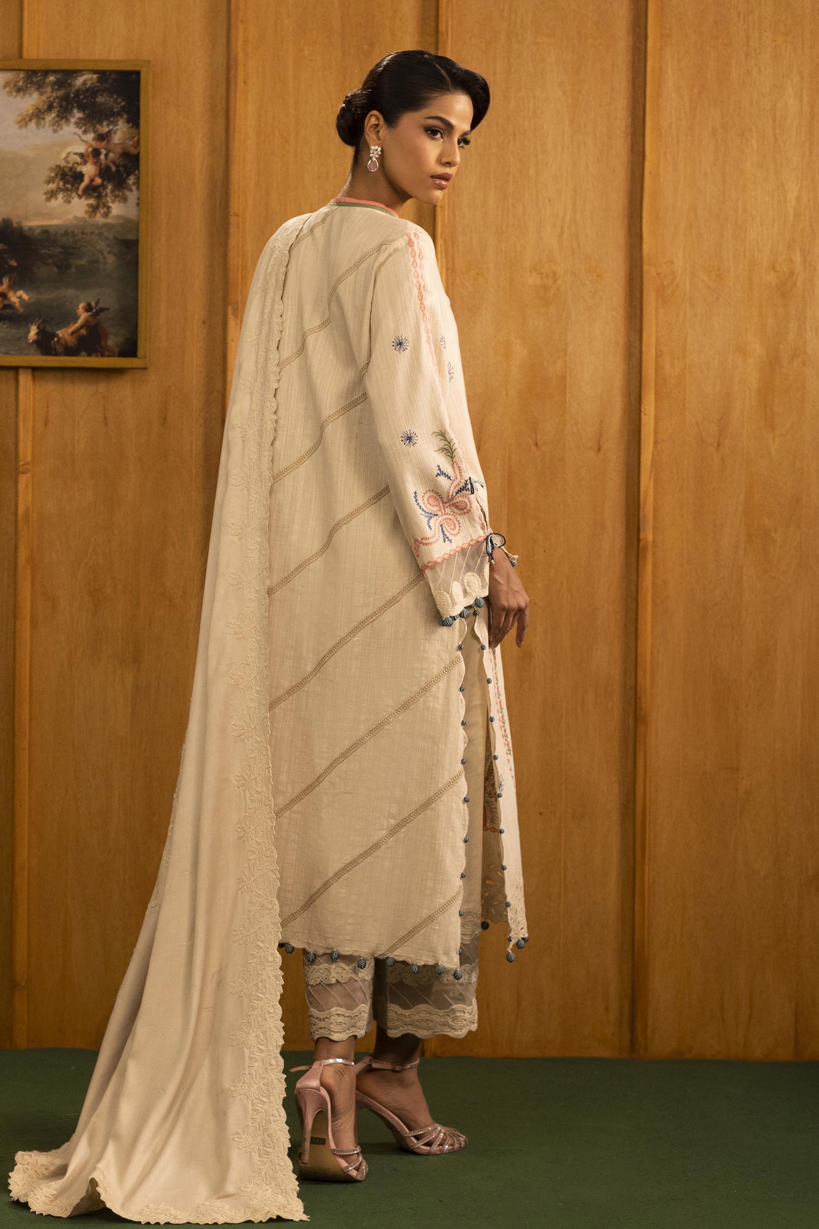 Unstitched Slub Muzlin 3 Piece Suit