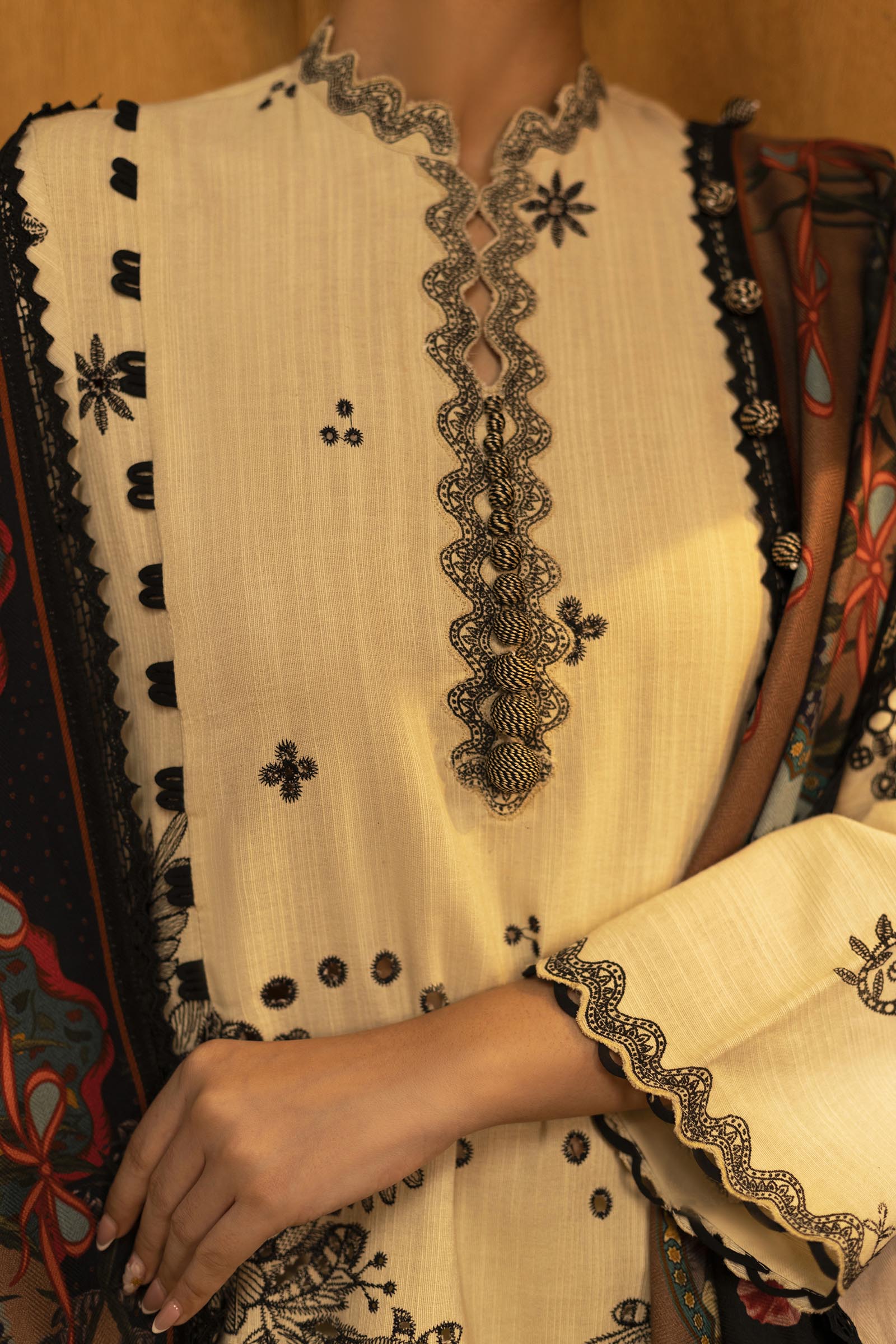 Unstitched Slub Muzlin 3 Piece Suit