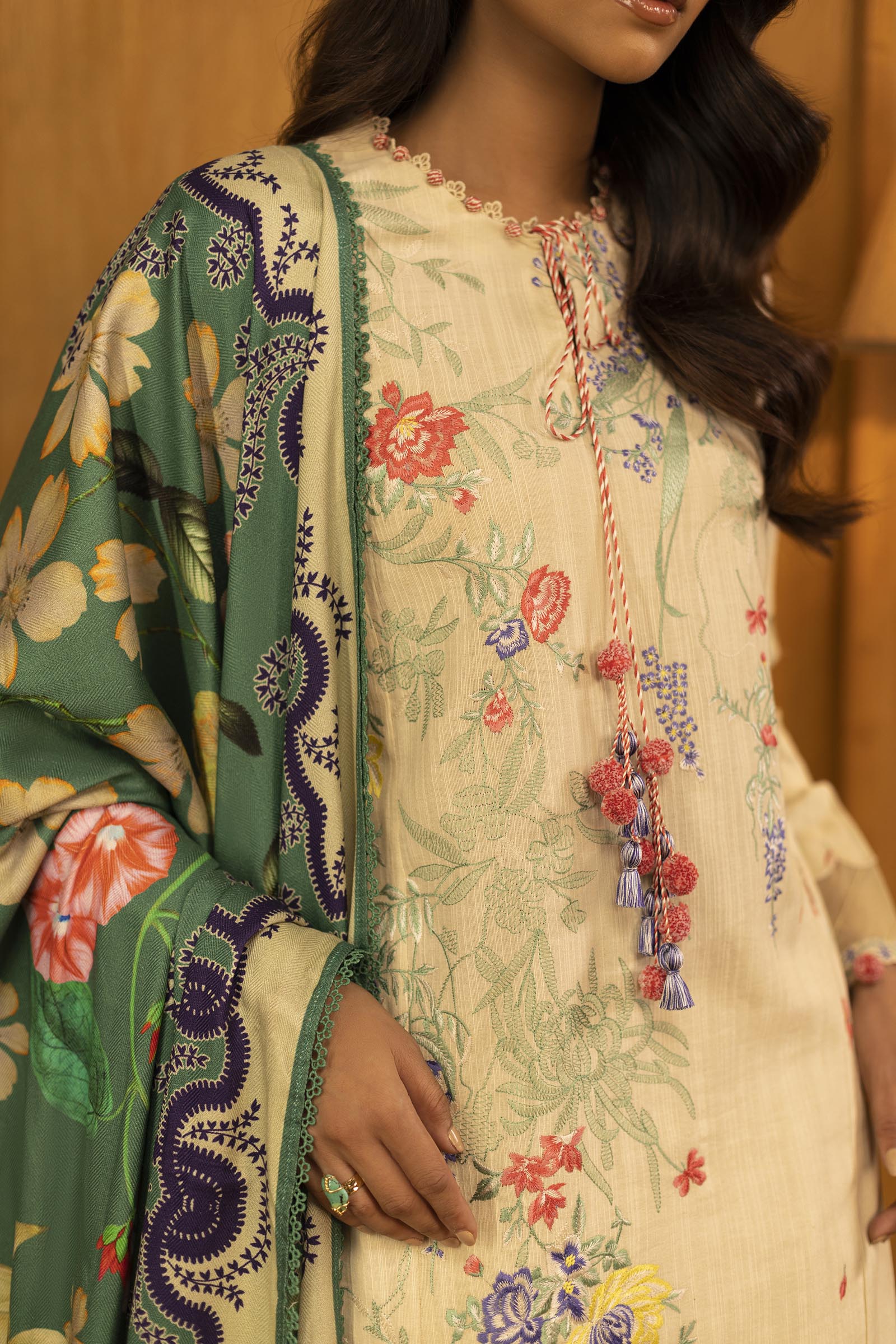 Unstitched Slub Muzlin 3 Piece Suit