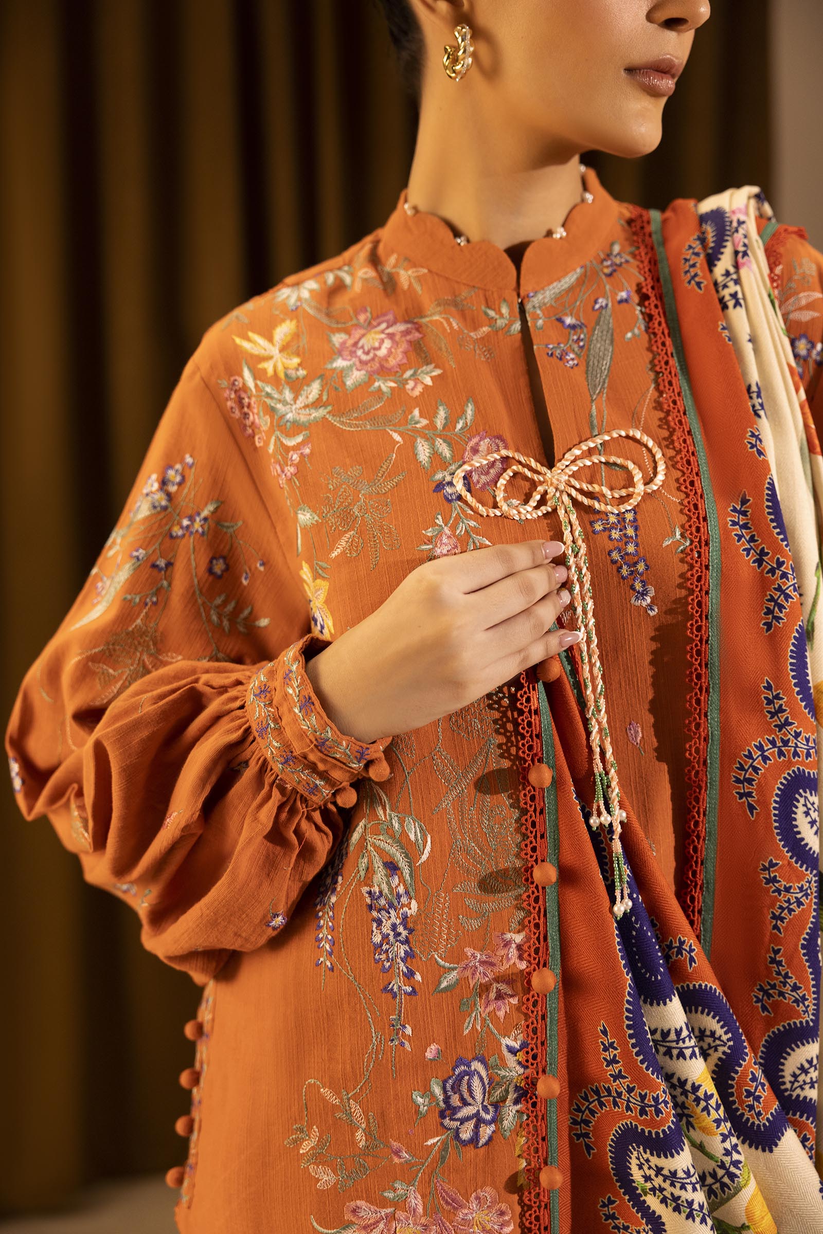 Unstitched Slub Muzlin 3 Piece Suit