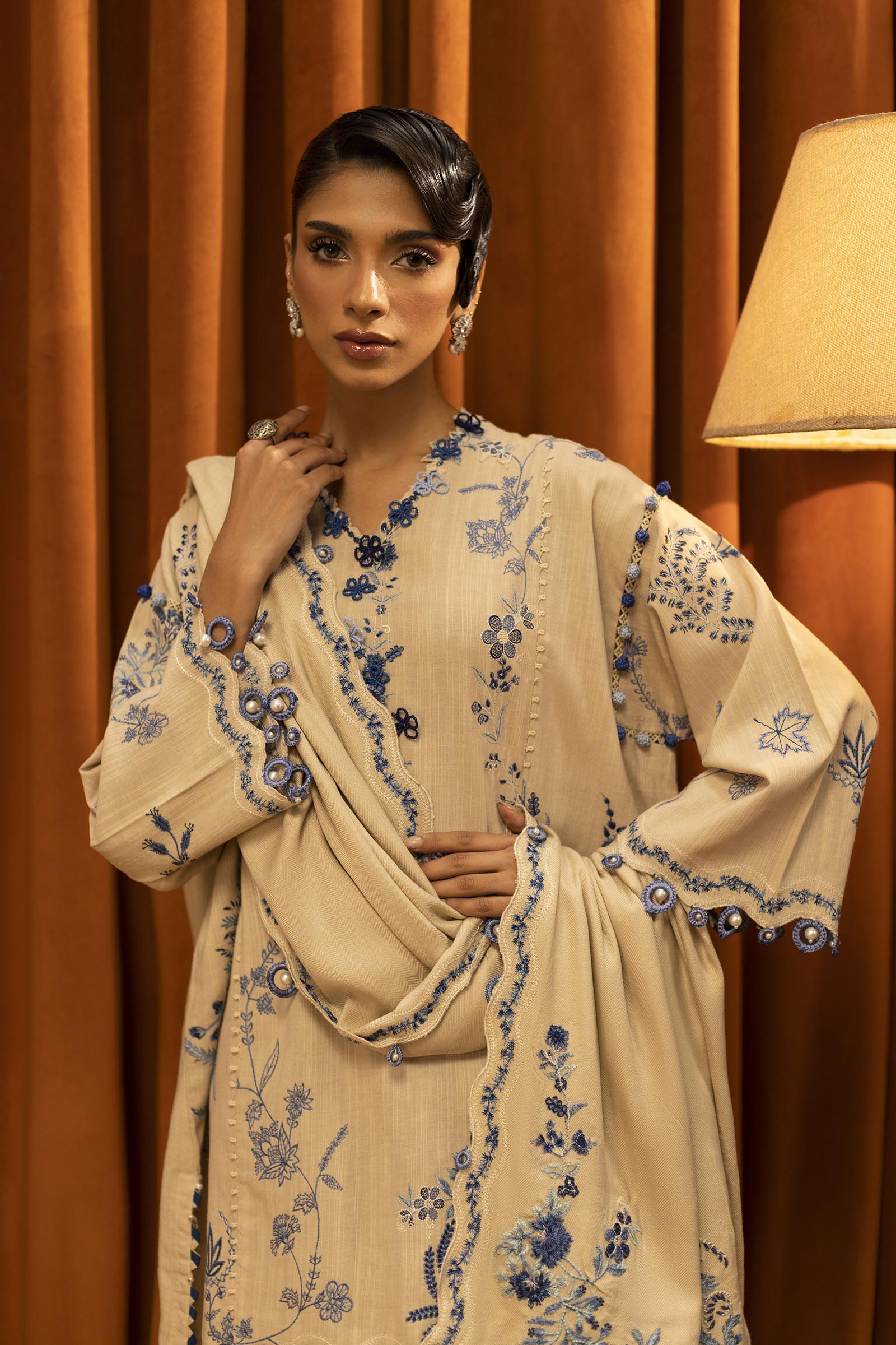 Unstitched Slub Muzlin 3 Piece Suit