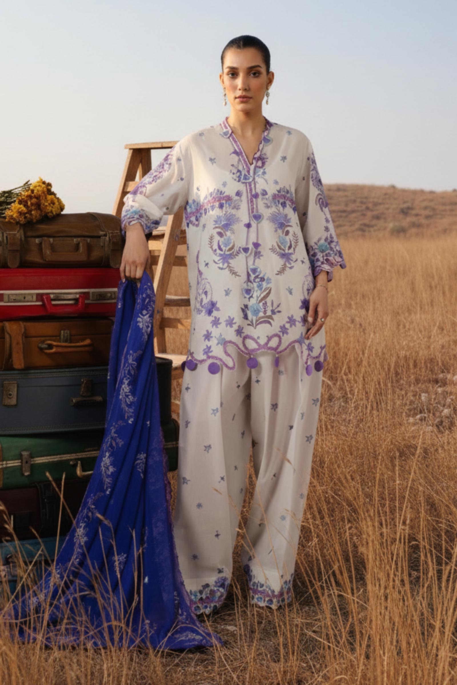 Unstitched Muzlin Lawn 3 Piece Suit
