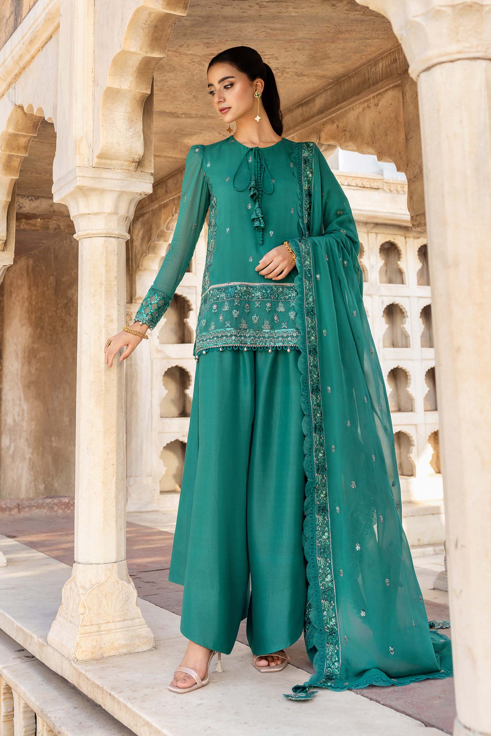 3 Pc Unstitched Embroidered Chiffon Suit