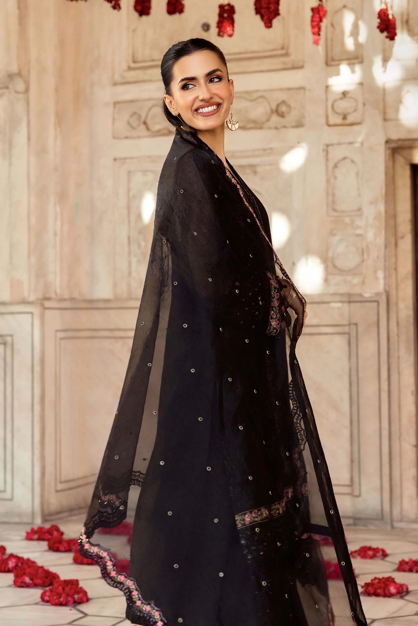 3 Pc Unstitched Embroidered Silk Cotton Net Suit