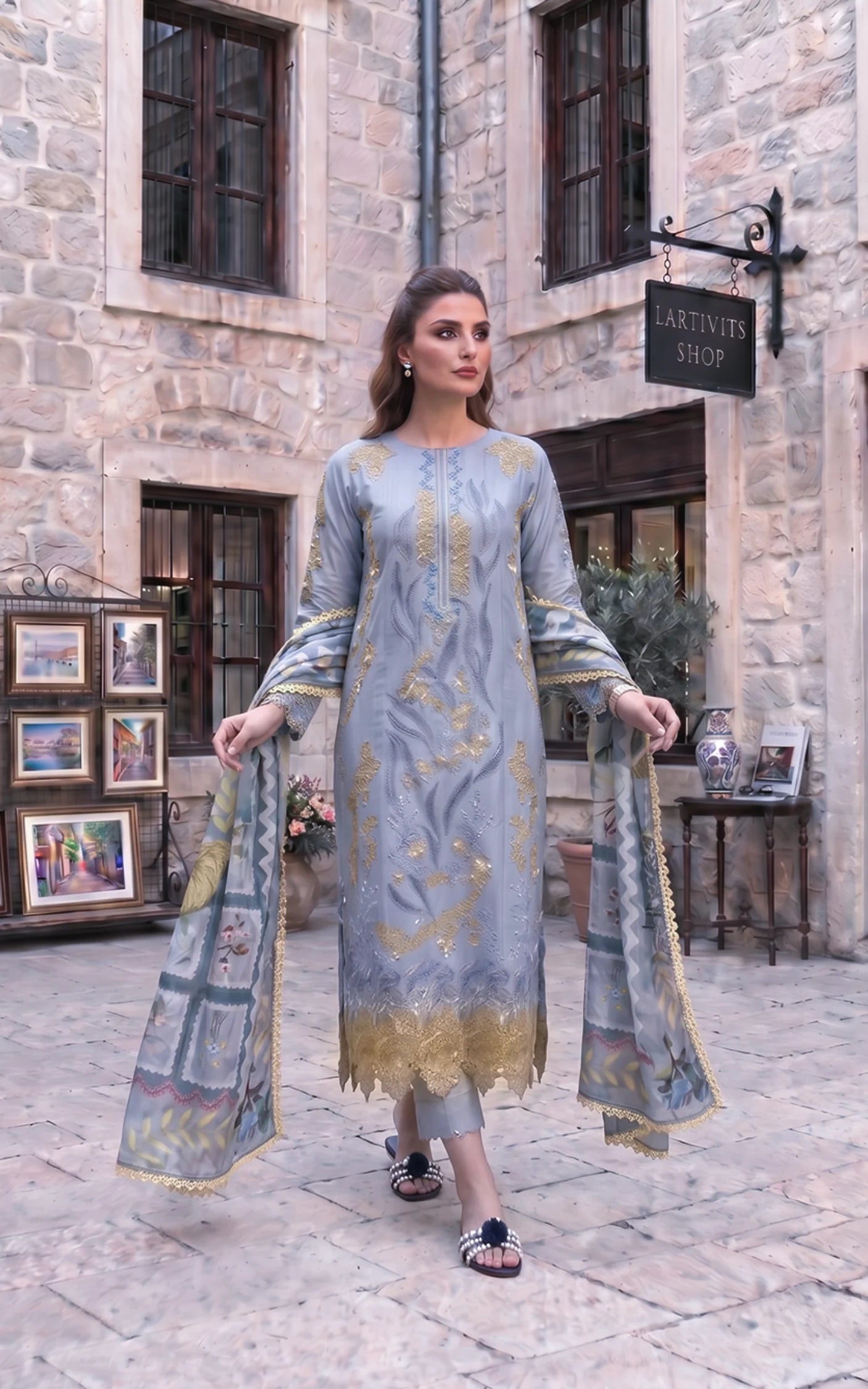 Ash Elegance (SL26-07) | 3pcs Embroidered Unstitched Summer