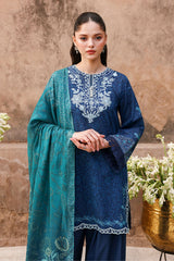 PRUSSIAN WAVES-3PC PRINTED LAWN SUIT