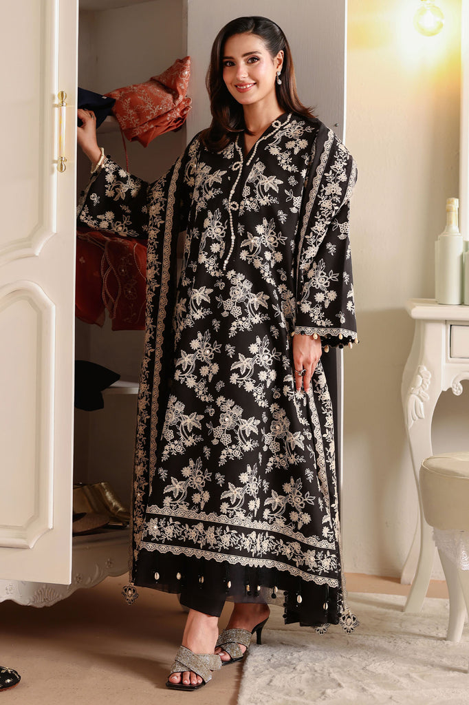 OBSIDIAN BLOOM-3PC EMBROIDERED LAWN SUIT