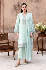 MISTY MINT-3PC EMBROIDERED LAWN SUIT