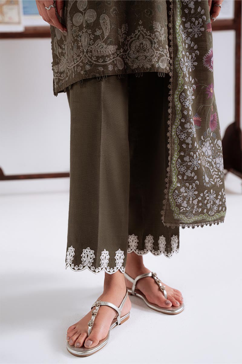 OLIVE CHARM-3PC KHADDAR PRINTED SUIT