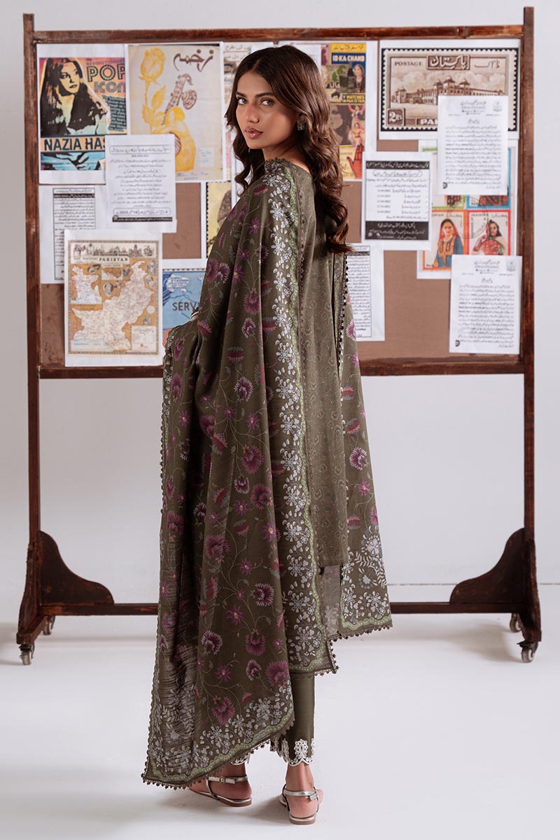 OLIVE CHARM-3PC KHADDAR PRINTED SUIT
