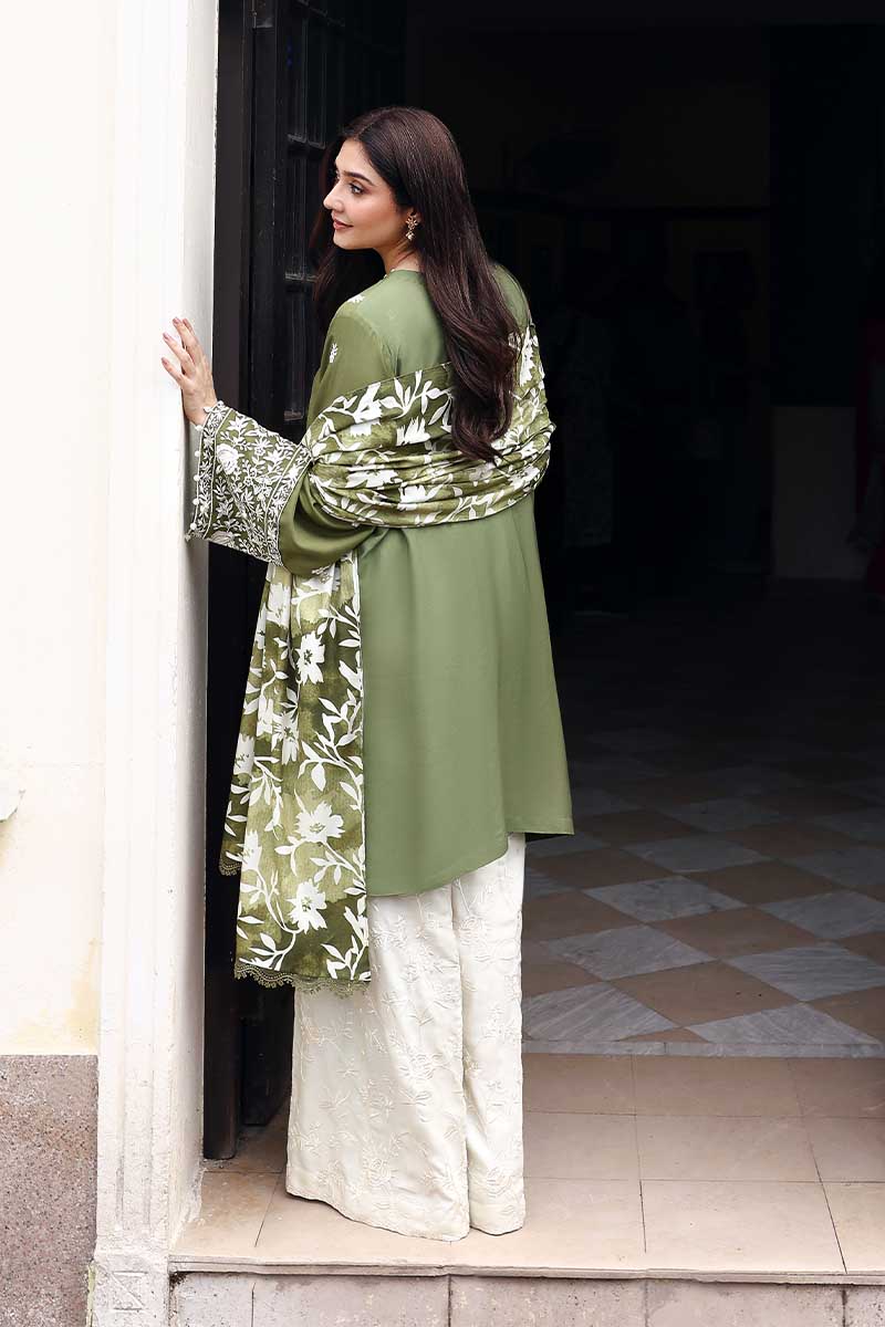 MOSS REVERIE-3PC LINEN EMBROIDERED SUIT