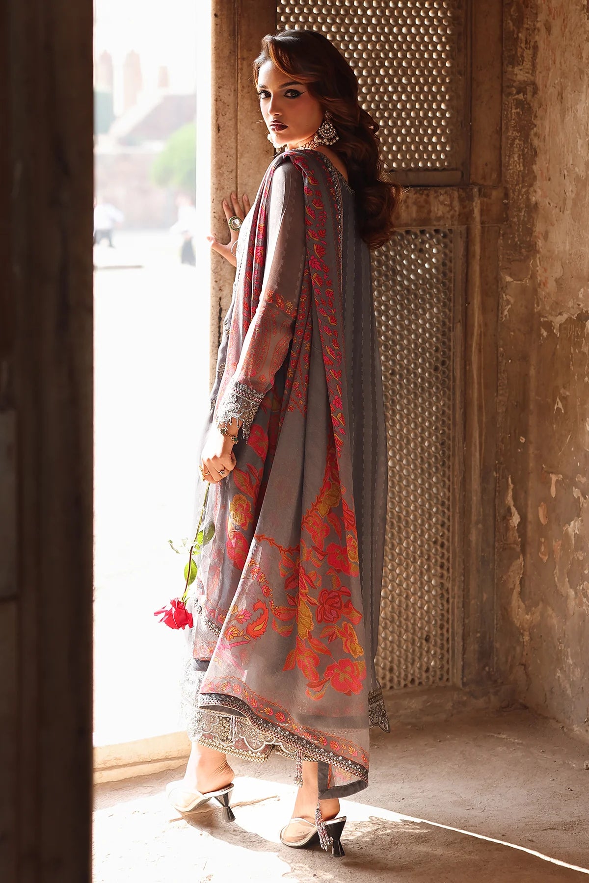 3-pc Unstitched Embroidered Printed Chiffon Collection VSL25-41