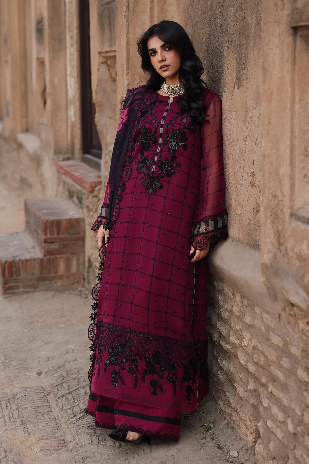 3-pc Unstitched Embroidered Printed Chiffon Collection VSL25-39