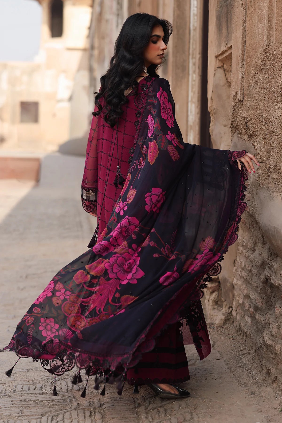 3-pc Unstitched Embroidered Printed Chiffon Collection VSL25-39