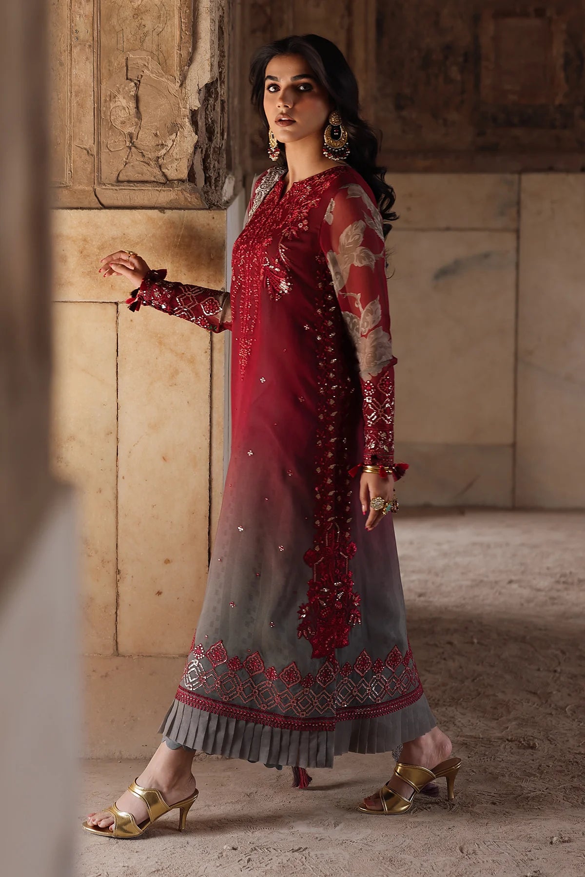 3-pc Unstitched Embroidered Printed Chiffon Collection VSL25-45