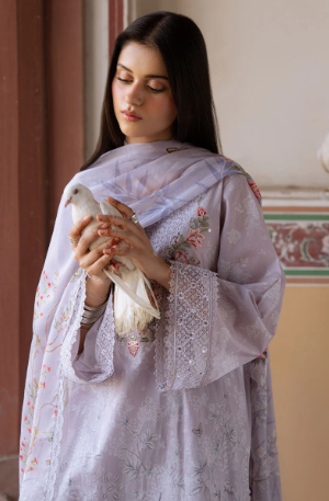 VIOLET POSY-3PC PRINTED LAWN SUIT