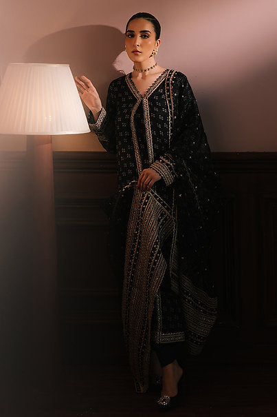 CHARCOAL REVERIE-3PC SILK EMBROIDERED SUIT