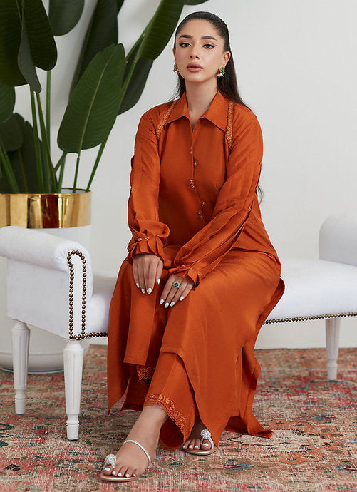 SPANISH ORANGE RAW SILK