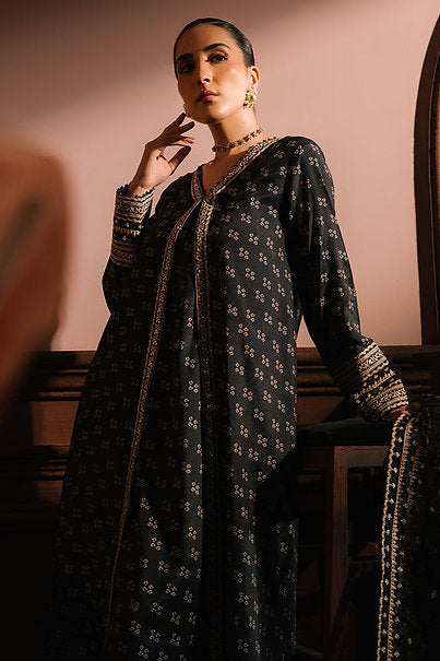 CHARCOAL REVERIE-3PC SILK EMBROIDERED SUIT