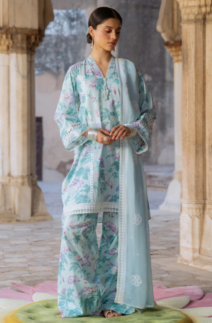 MINT GLAMOUR-3PC PRINTED LAWN SUIT