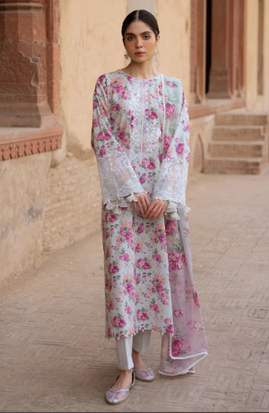 SPARKLING GEM-3PC PRINTED LAWN SUIT