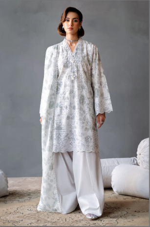MESH BLOOM-3PC PRINTED LAWN SUIT