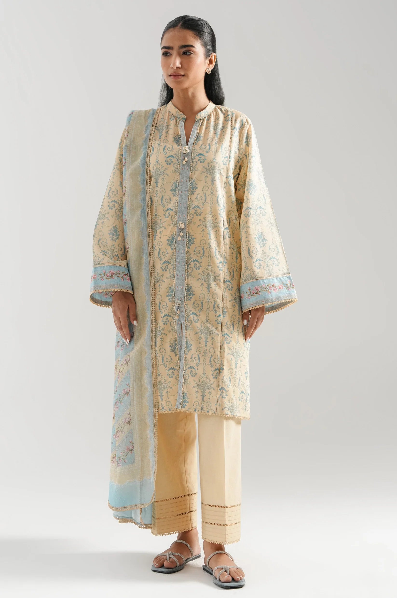 UNSTITCHED LAWN PRINTED 3 PIECE SUIT