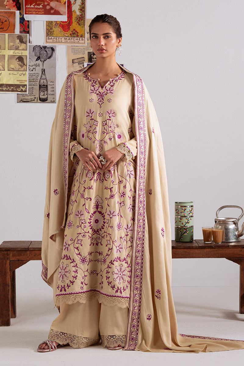 FAWN RADIANCE-3PC LINEN EMBROIDERED SUIT