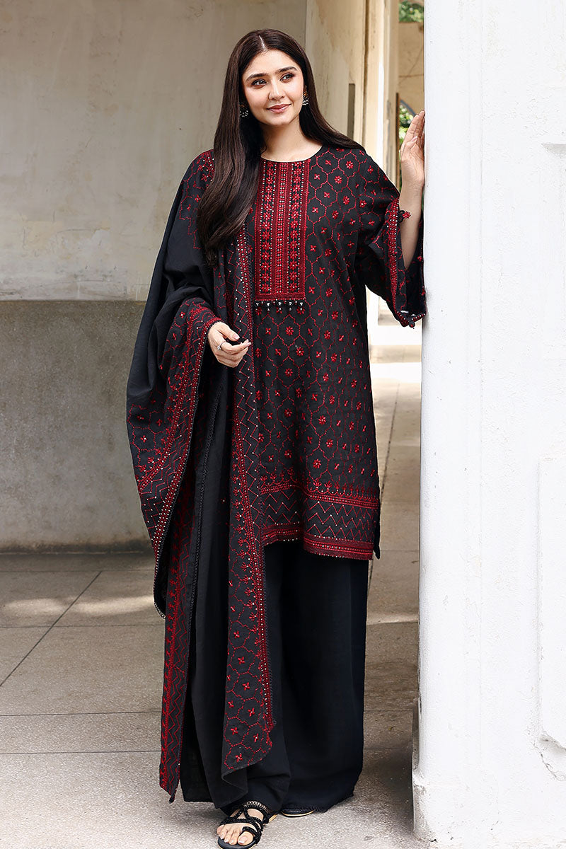 GARNET GRACE-3PC KHADDAR EMBROIDERED SUIT