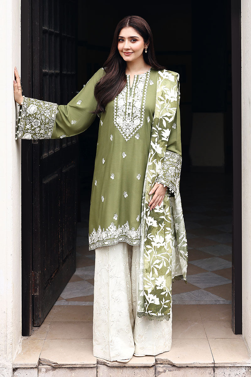 MOSS REVERIE-3PC LINEN EMBROIDERED SUIT