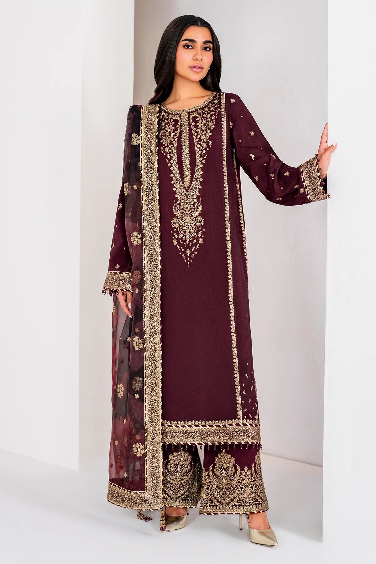 EMBROIDERED RAW SILK UR-7028