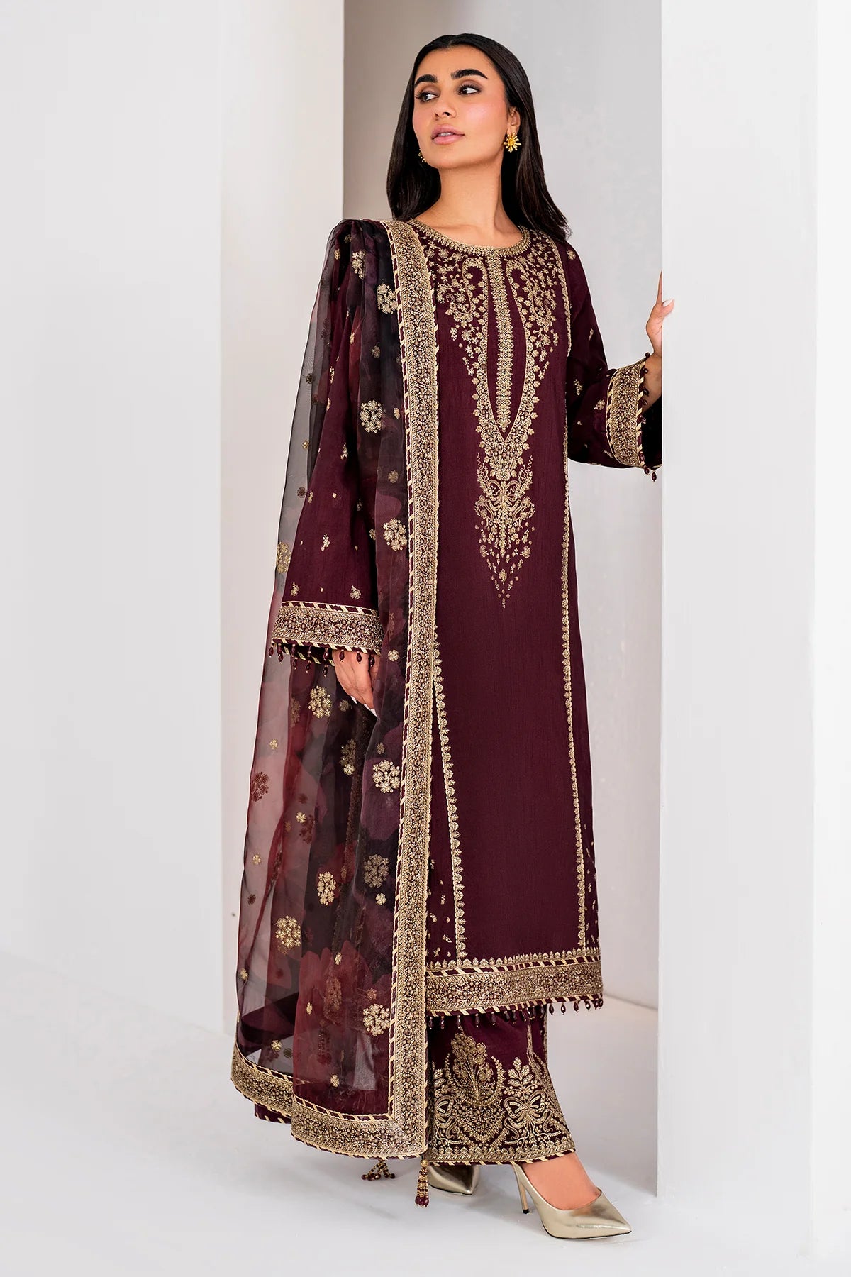 EMBROIDERED RAW SILK UR-7028