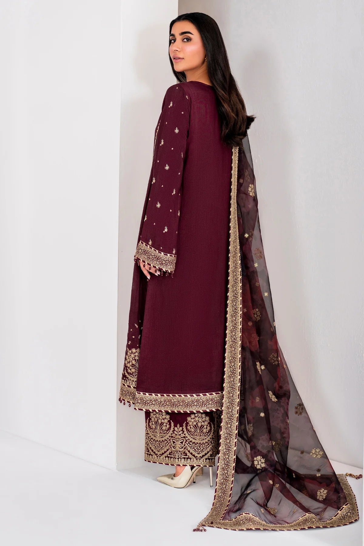 EMBROIDERED RAW SILK UR-7028