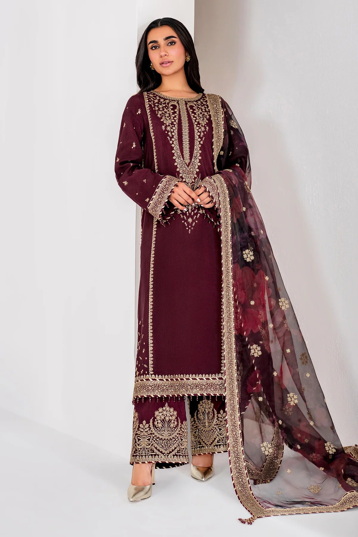EMBROIDERED RAW SILK UR-7028