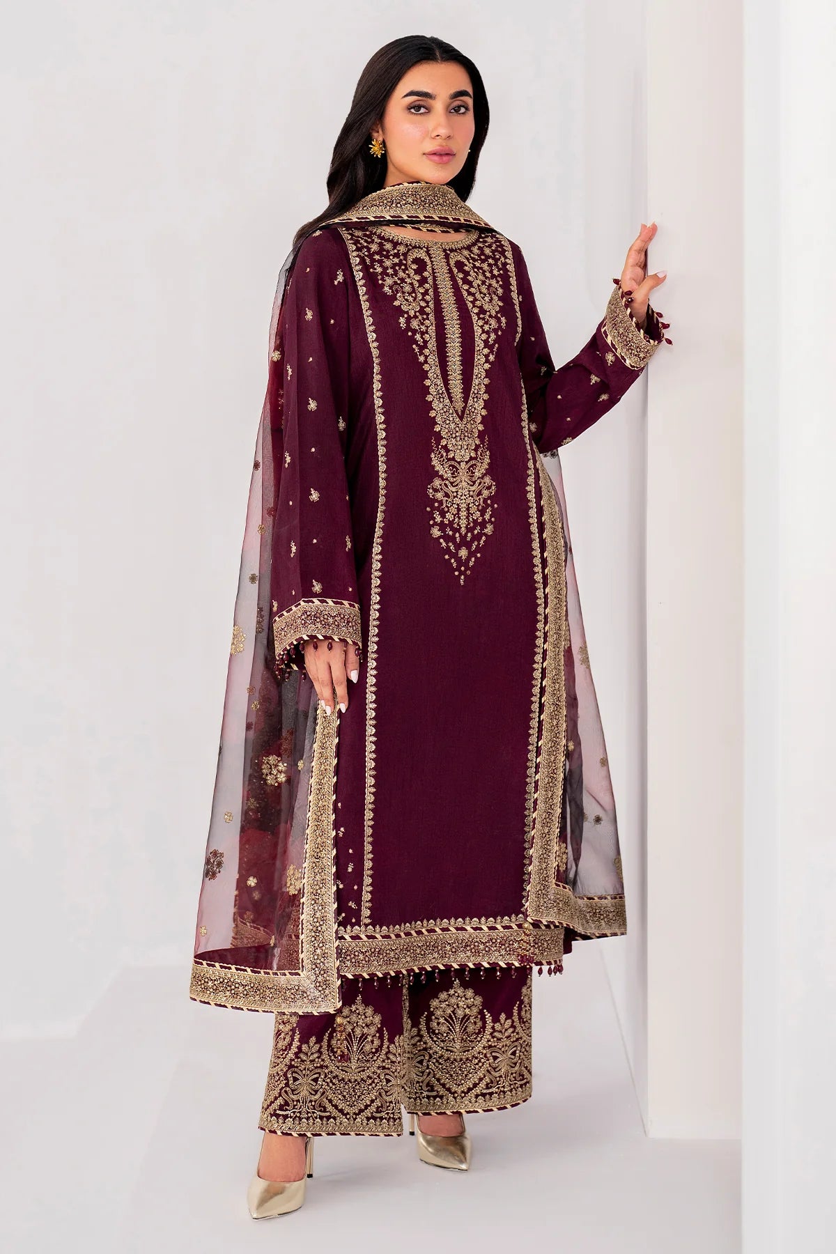 EMBROIDERED RAW SILK UR-7028